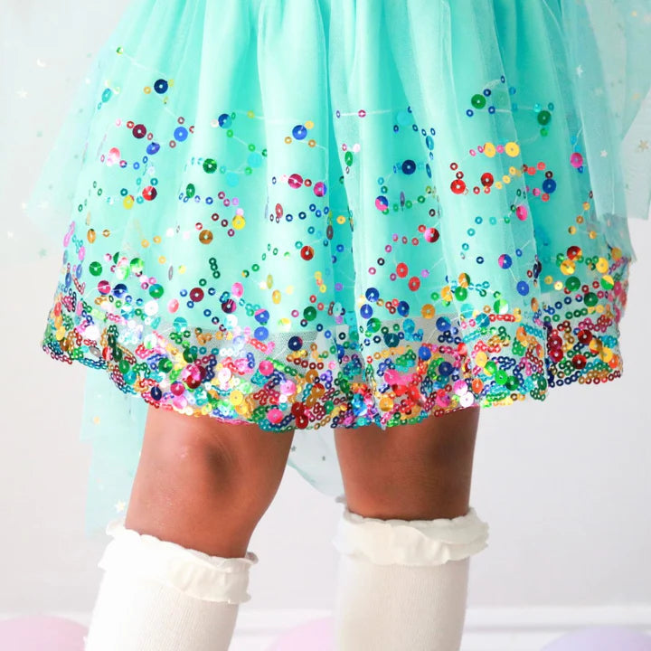 Girls Clothing Tutu Skirt Blue Confetti With Socks
